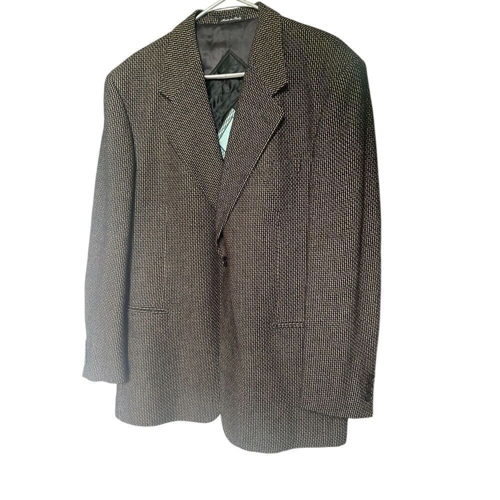 Paul Zileri Wool Blend Gruppo Blazer Black Gold Metallic Size L 52